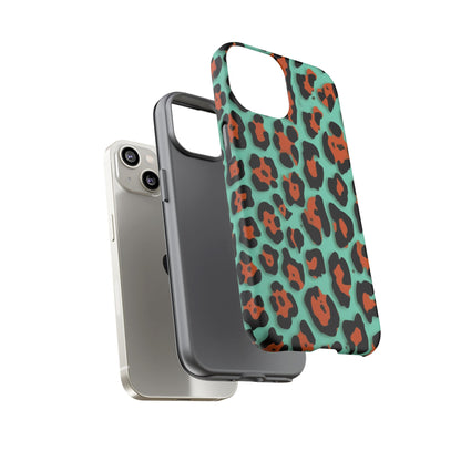 Teal & Rust Leopard Phone Case — Tough Protective Animal Print