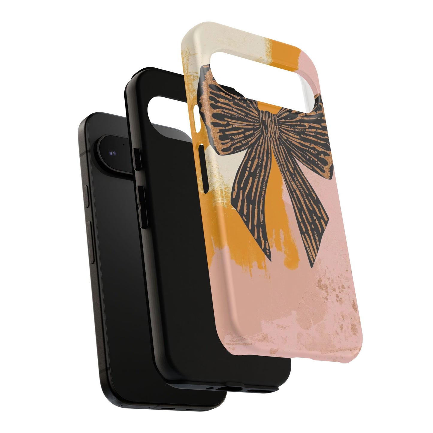 Bow Brushstroke Tough Phone Case — Pink & Mustard
