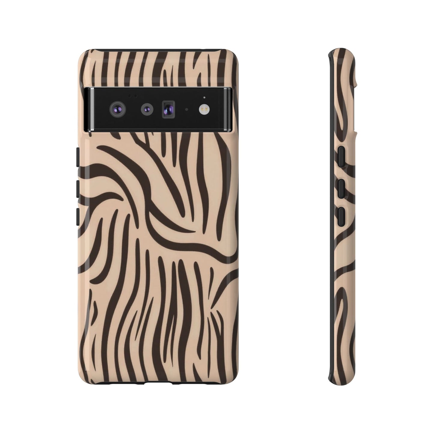 Zebra Stripe Tough Phone Case – Neutral Animal Print Protective Cover