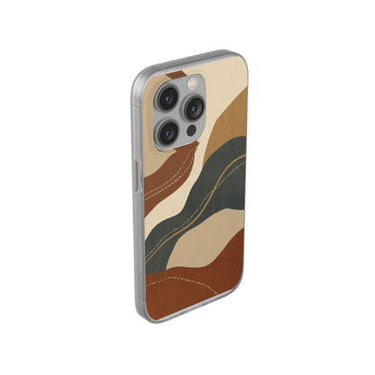 Abstract Earth Tone Phone Case — Boho Wavy Flexi Case