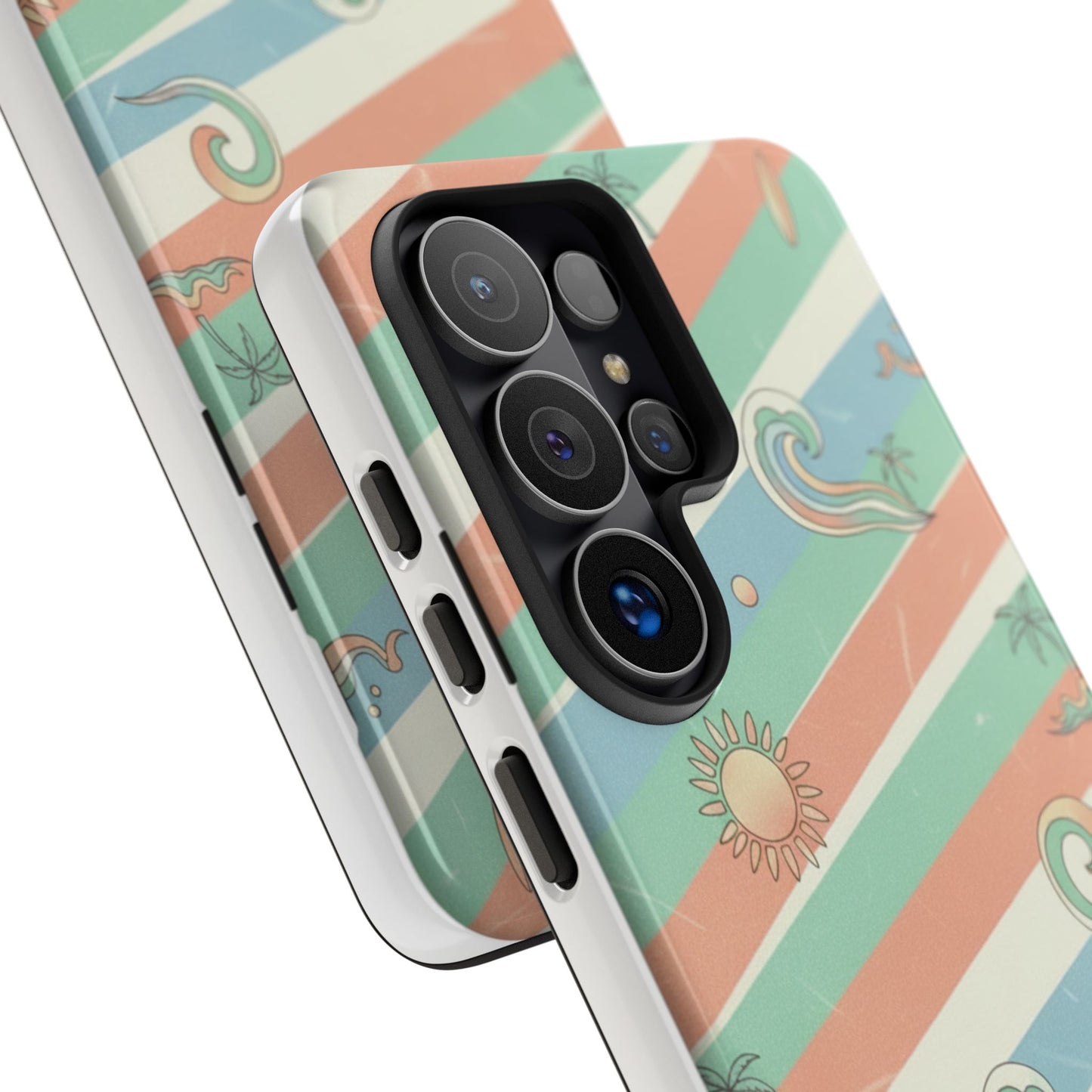Surf Stripe Tough Phone Case — Retro Beach Waves Pattern