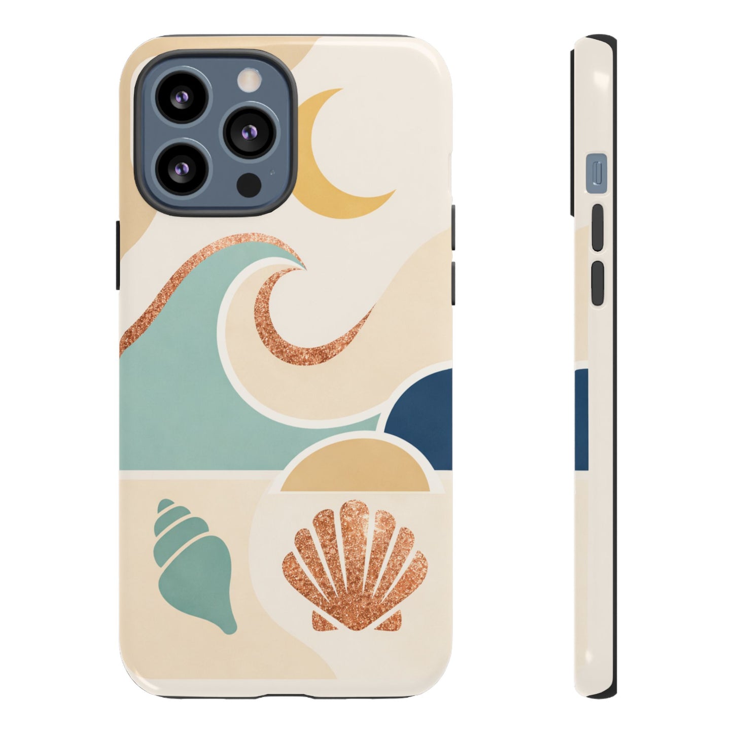 Sea Breeze Tough Phone Case — Retro Waves & Shells Design