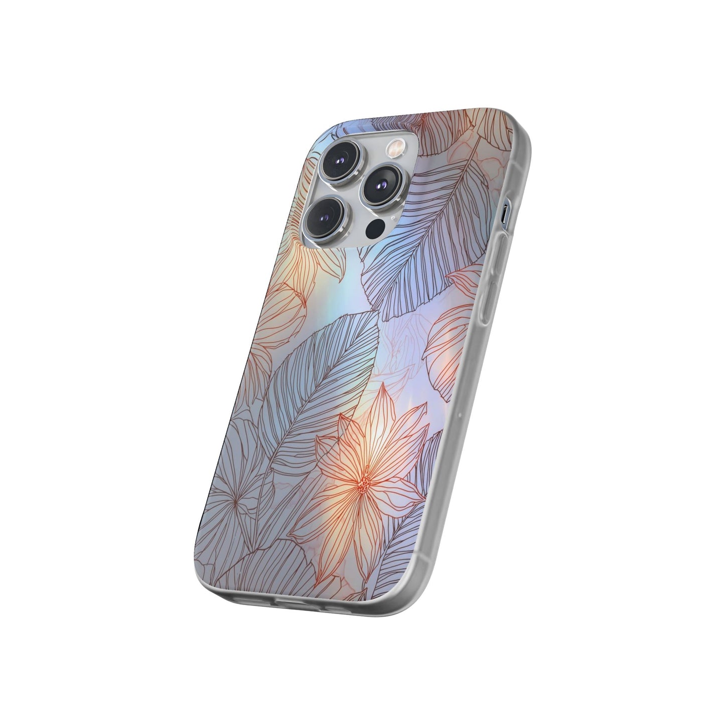 Floral Holographic Phone Case — Iridescent Leaves & Flowers Flexi Case