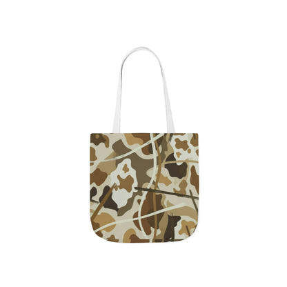 Camo Canvas Tote Bag — Beige Outdoor Pattern with 3 Color Straps