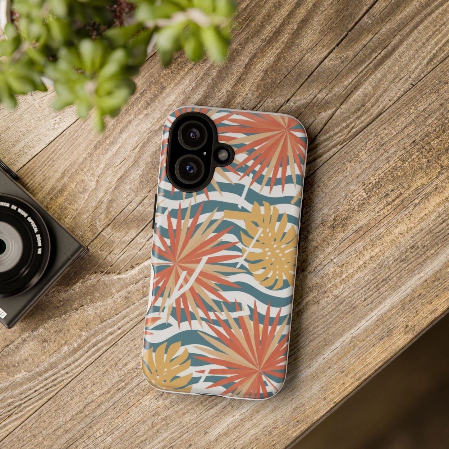 Tropical Palm Tough Phone Case – Retro Wave Floral Protective Cover