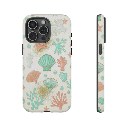 Seashell Coral Phone Case — Pastel Beach Shells Protective Tough Case