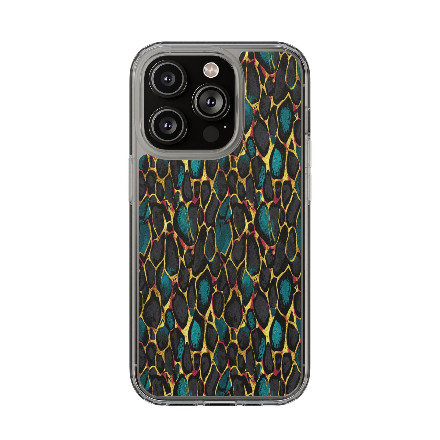 Teal Gold Leopard Clear Phone Case