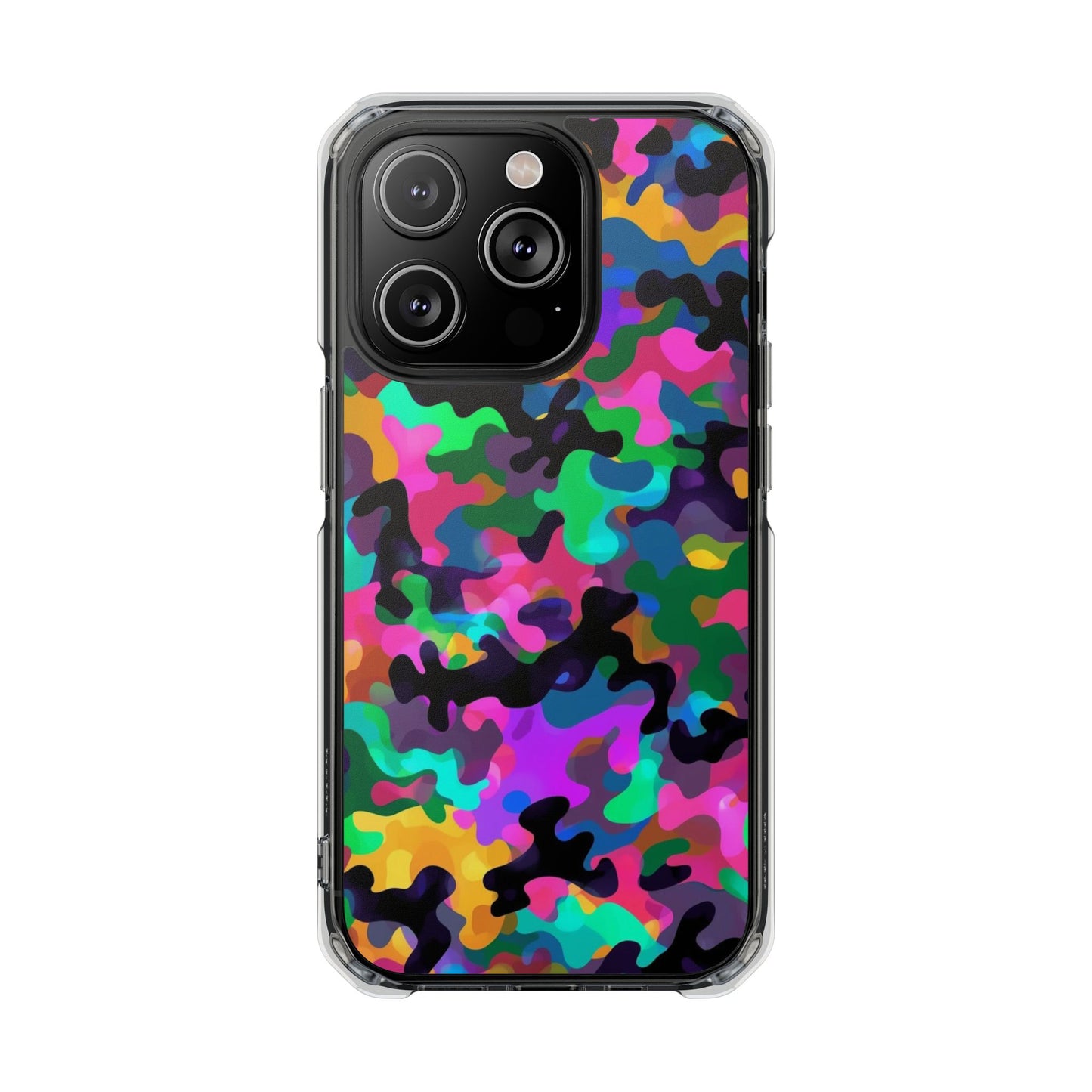 Clear Magnetic Impact Phone Case — Neon Camo Protective Cover