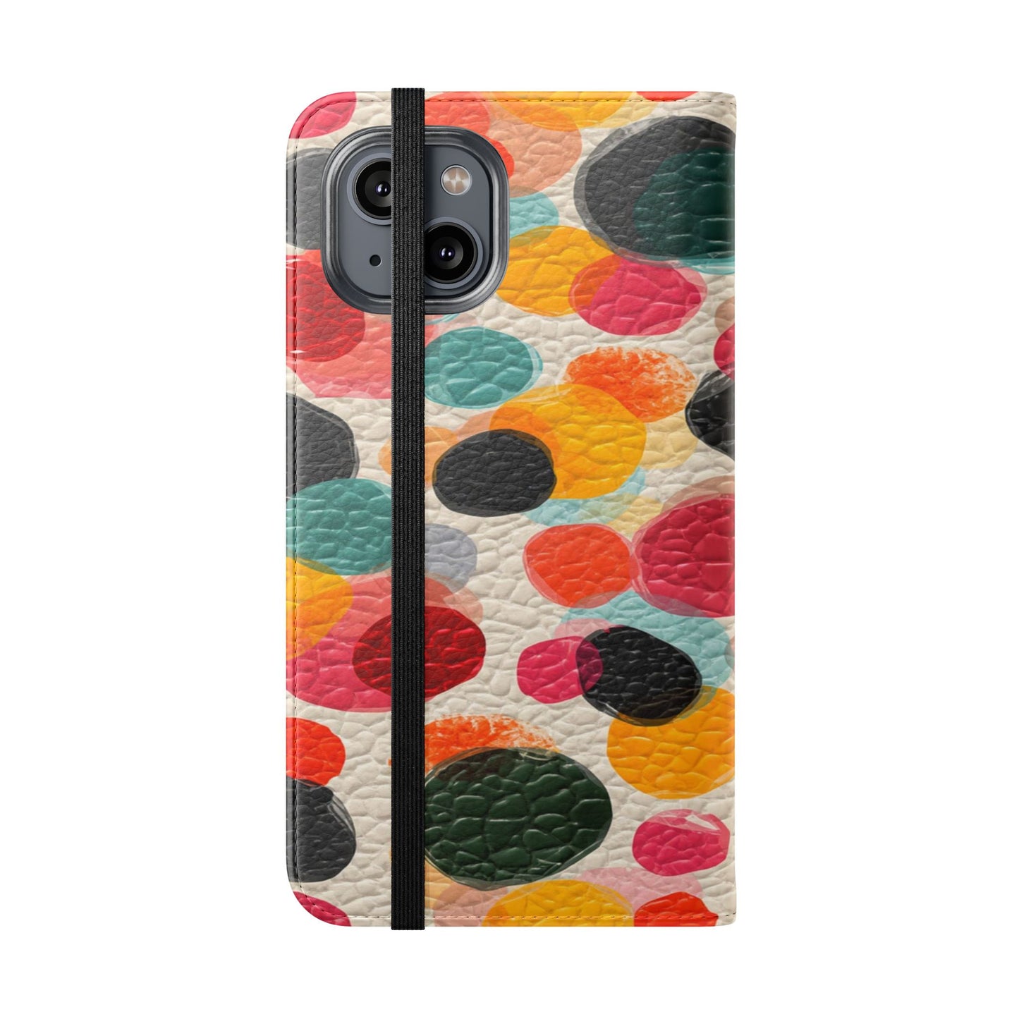 Colorful Confetti Dot Flip Phone Case — Retro Polka Wallet Cover