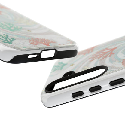 Seafoam Coral Tough Phone Case - Pastel Ocean Wave Design