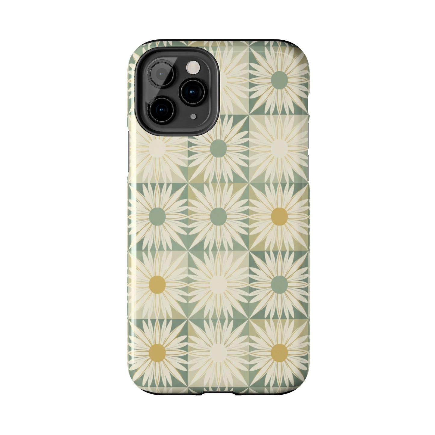 Retro Daisy Tough Phone Case — Vintage Floral Protective Cover for iPhone