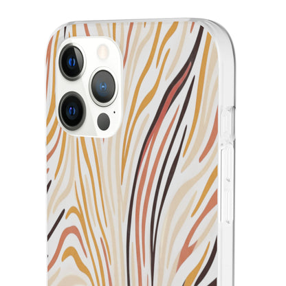 Marbled Neutral Stripe Phone Case — Abstract Beige & Terracotta Flexi Case