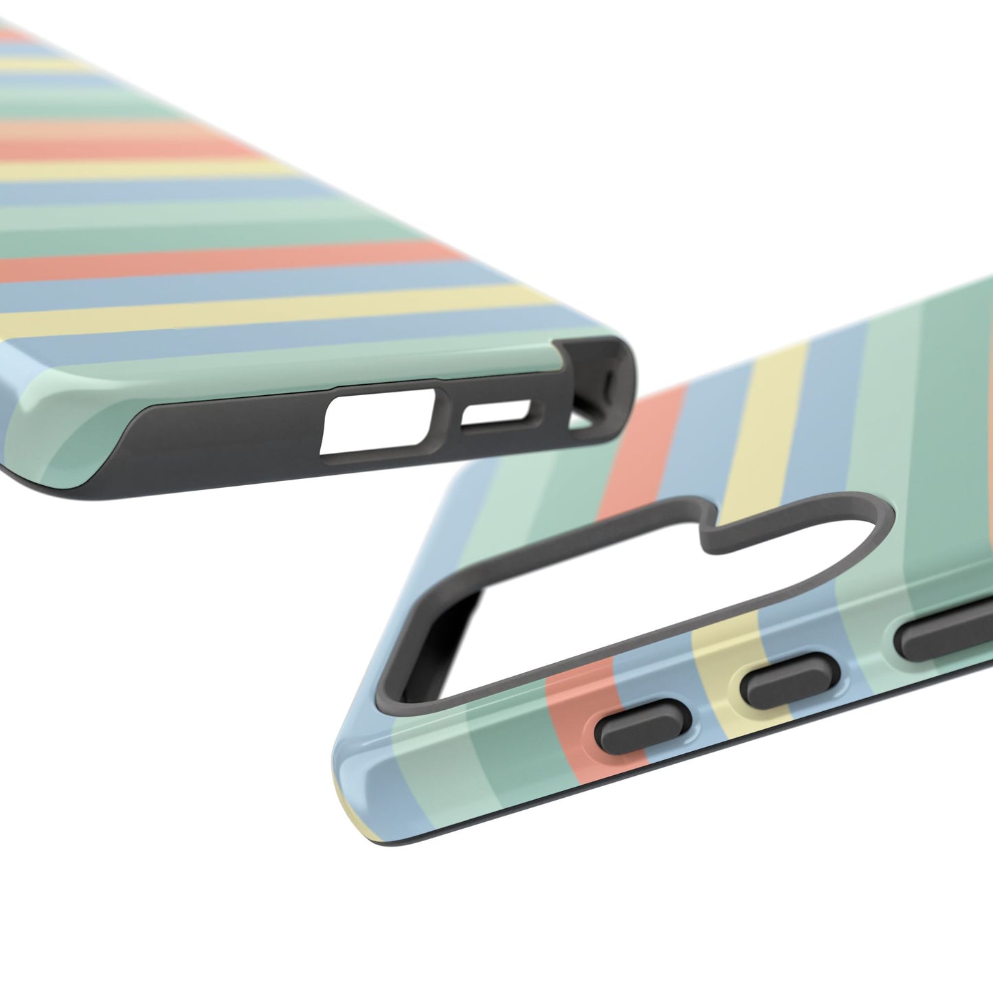 Pastel Striped Phone Case — Retro Horizontal Multi-Color Tough Case