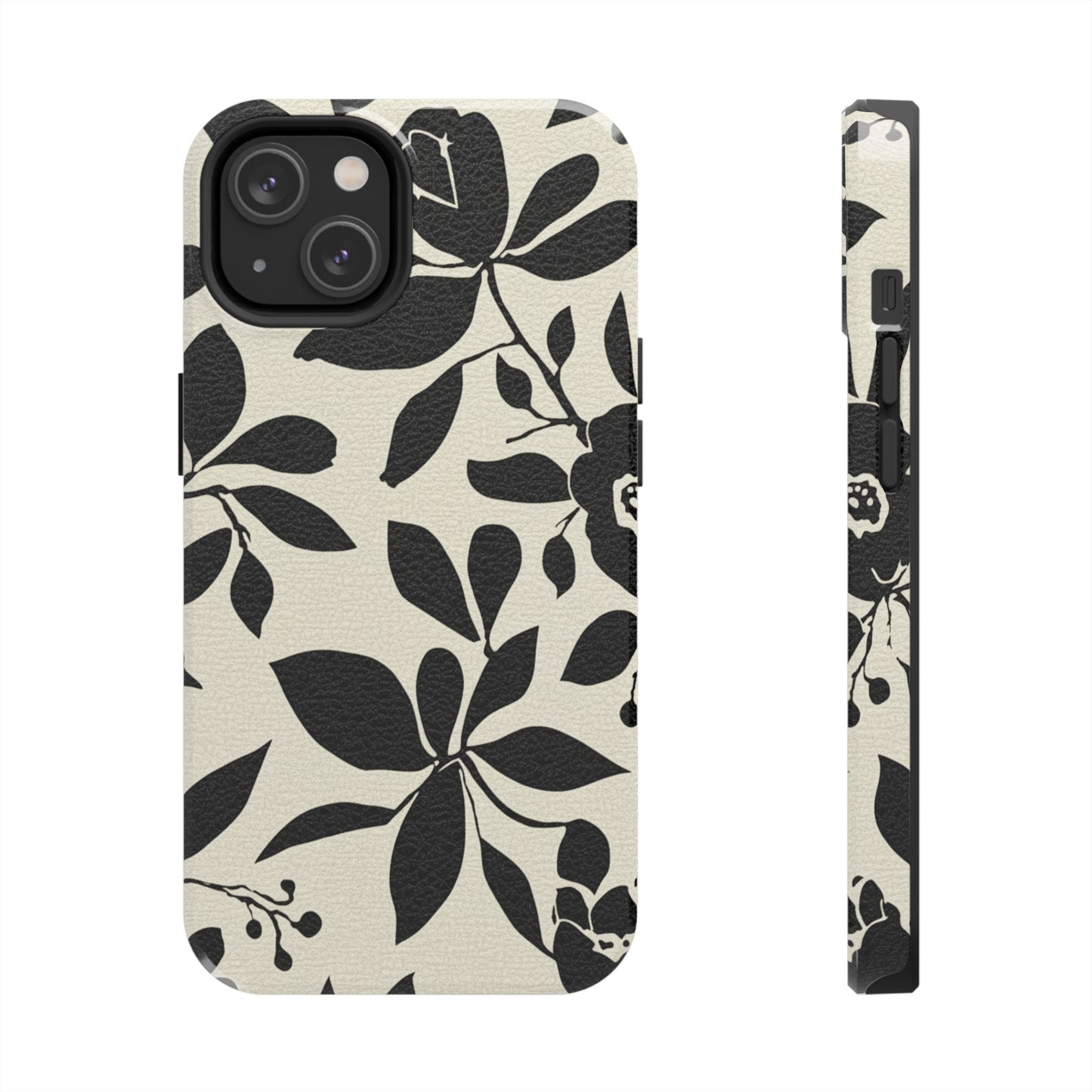 Tough Phone Case — Black Floral Silhouette Protective Cover