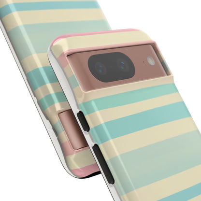 Pastel Striped Tough Phone Case – Protective Retro Rainbow Design