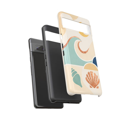 Sea Breeze Tough Phone Case — Retro Waves & Shells Design