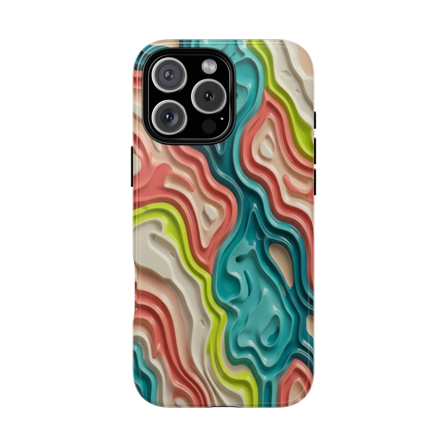 Abstract Contour Phone Case — Colorful Topographic Pattern Tough Case