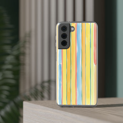 Watercolor Stripe Phone Case — Bright Pastel Vertical Stripes Protective Flexi Case