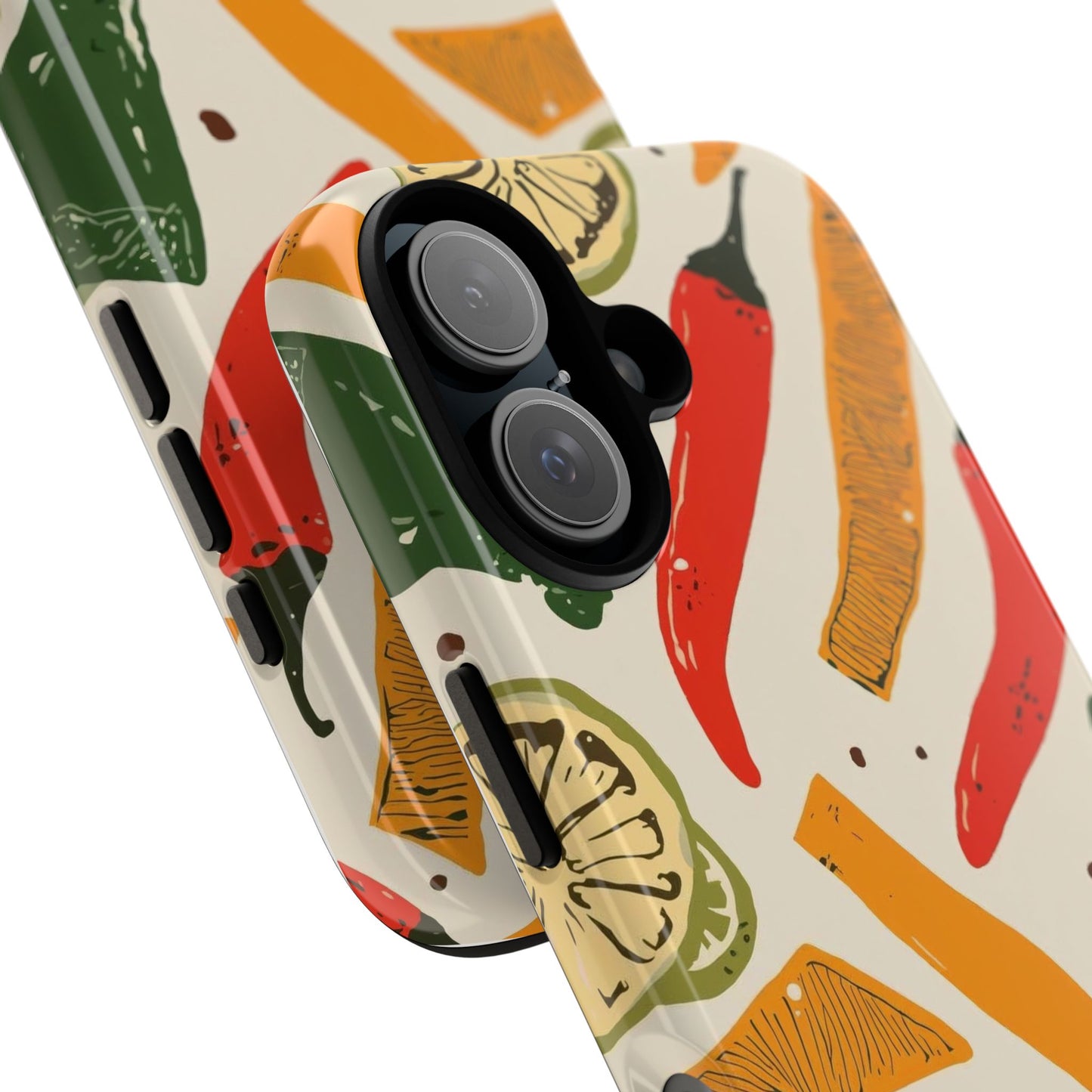 Spicy Peppers Phone Case – Colorful Chili, Lime & Citrus Pattern