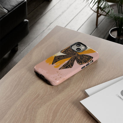 Bow Brushstroke Tough Phone Case — Pink & Mustard