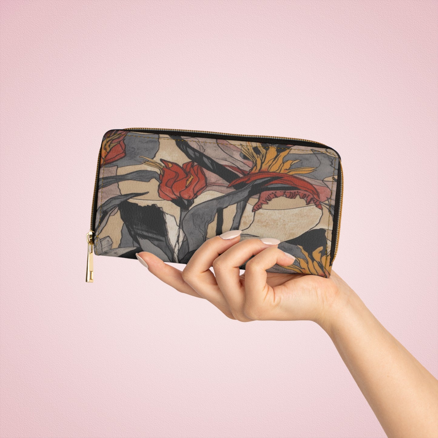 Women's Slate Botanical Wallet - Vegan Floral Wallet