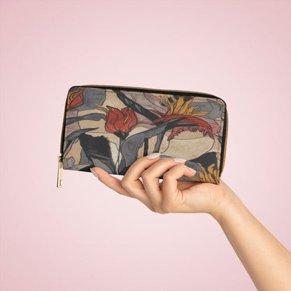 Women's Slate Botanical Wallet - Vegan Floral Wallet