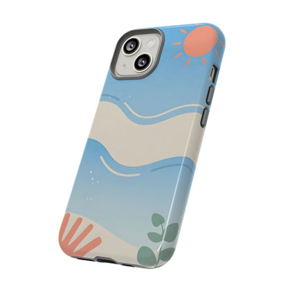 Beach Waves Tough Phone Case — Summer Sun & Seashell Protective Cover