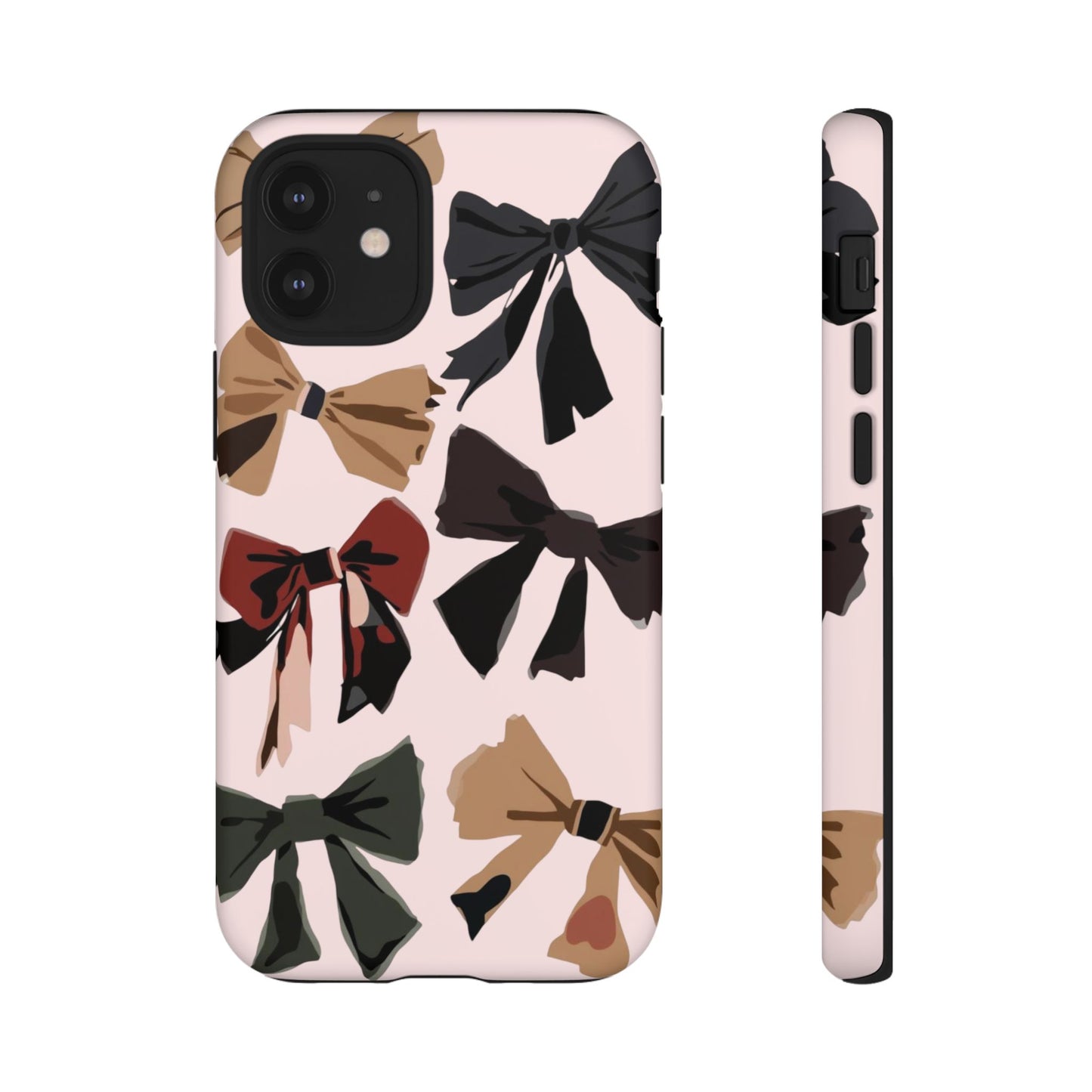 Bow Pattern Phone Case - Pink, Brown & Black Bows Protective Cover