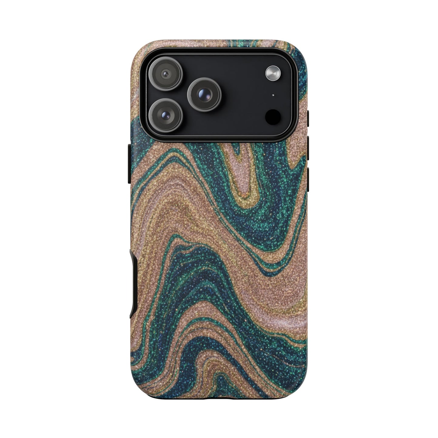 Marbled Teal & Gold Phone Case — Glitter Swirl Tough Case