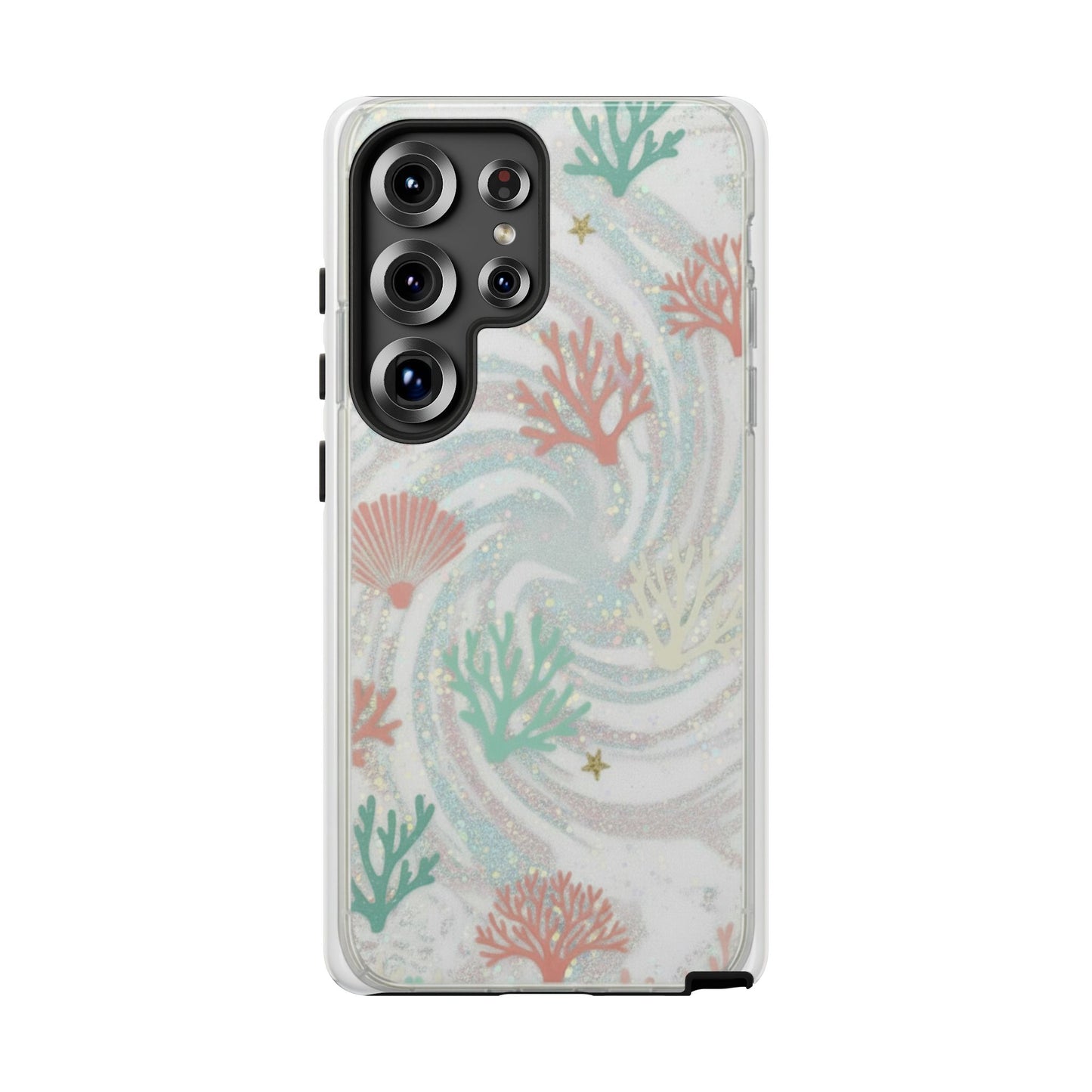 Seafoam Coral Tough Phone Case - Pastel Ocean Wave Design