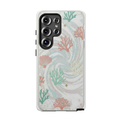 Seafoam Coral Tough Phone Case - Pastel Ocean Wave Design