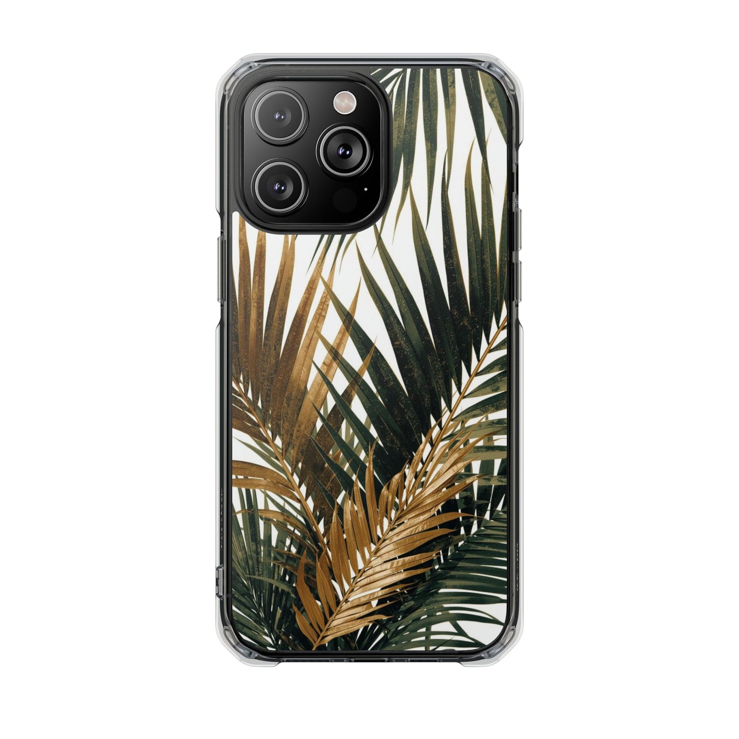 Clear Magnetic Phone Case with Tropical Palm Leaves Design