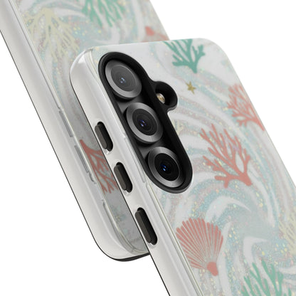 Seafoam Coral Tough Phone Case - Pastel Ocean Wave Design