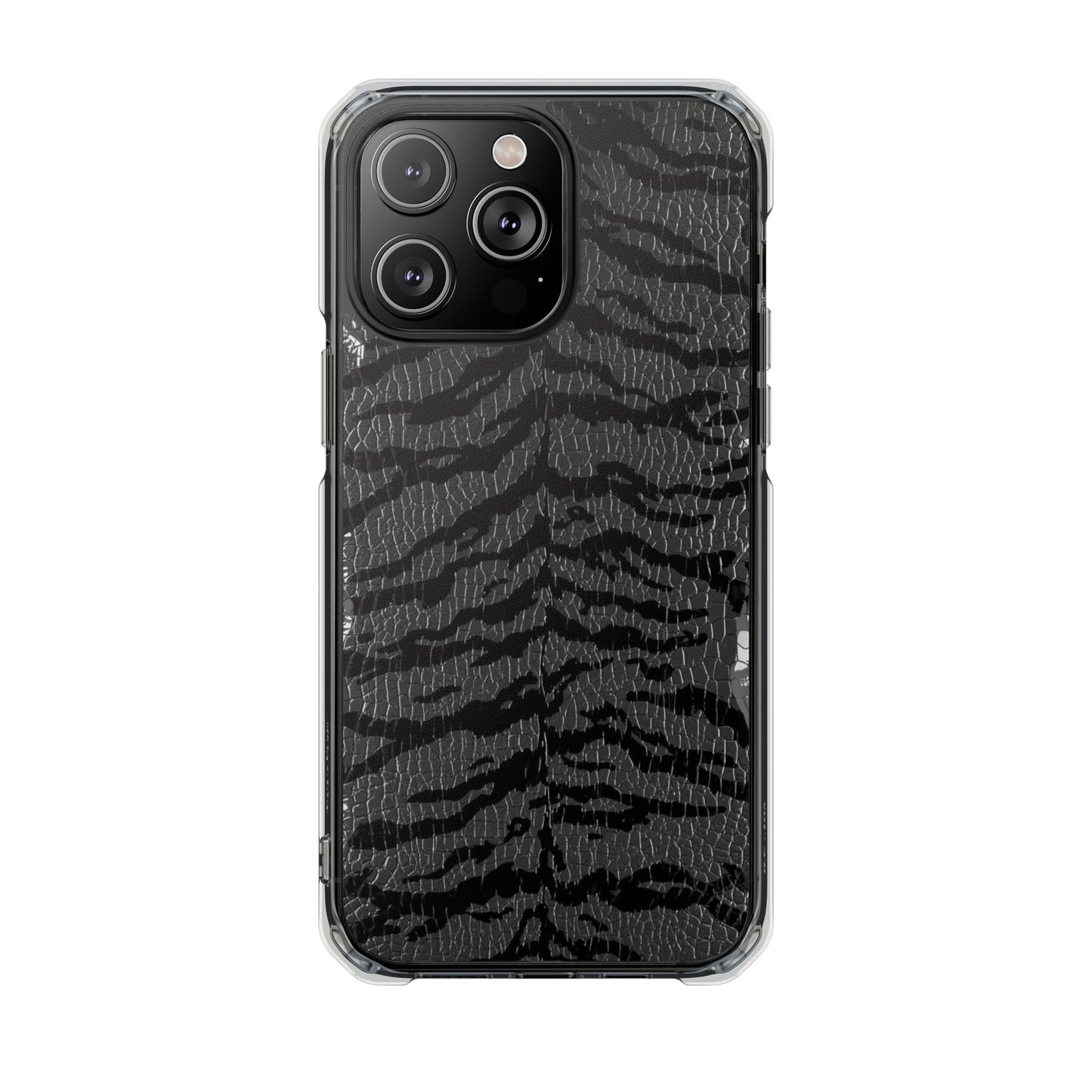 Clear Magnetic Impact Phone Case — Black Tiger Stripe