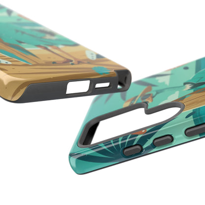 Phone Case — Retro Dressed Seagull Surfing Beach Illustration