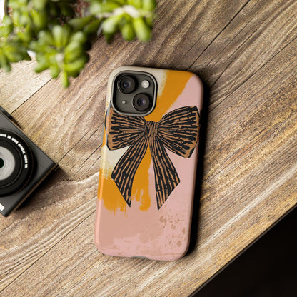Bow Brushstroke Tough Phone Case — Pink & Mustard