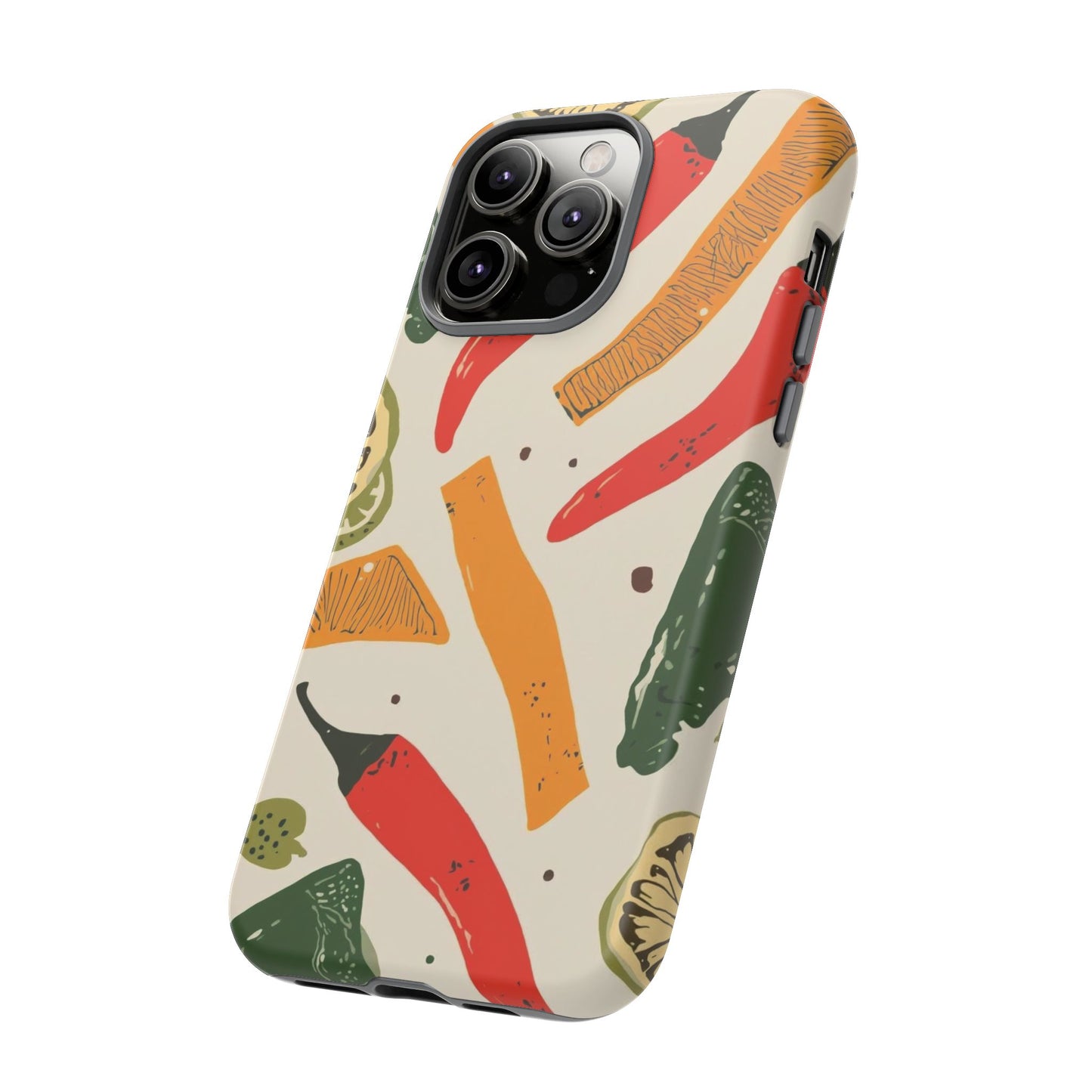 Spicy Peppers Phone Case – Colorful Chili, Lime & Citrus Pattern