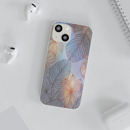 Floral Holographic Phone Case — Iridescent Leaves & Flowers Flexi Case
