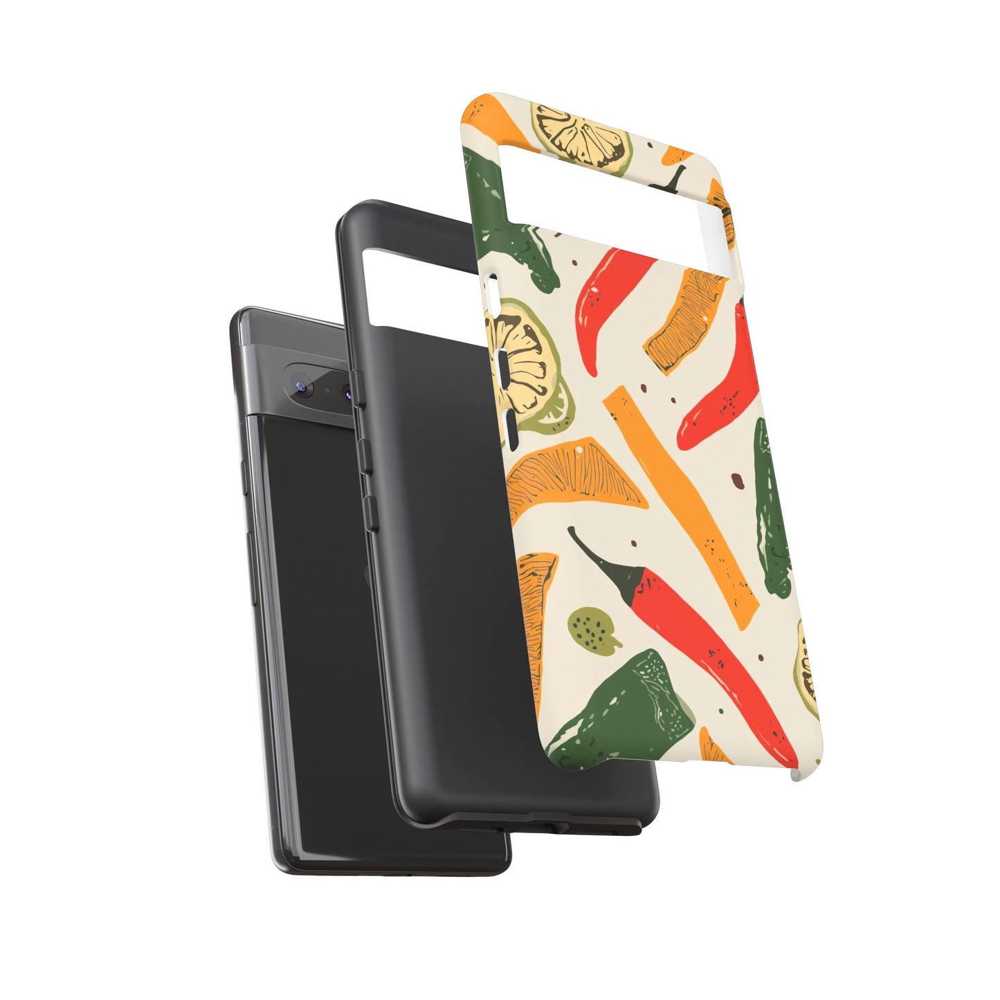 Spicy Peppers Phone Case – Colorful Chili, Lime & Citrus Pattern