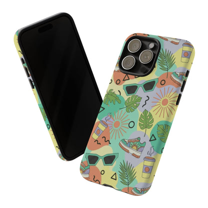 Tropical Summer Phone Case — Retro Sunglasses, Sneakers & Palm Pattern