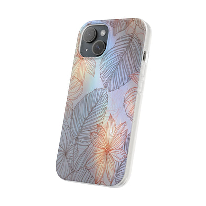 Floral Holographic Phone Case — Iridescent Leaves & Flowers Flexi Case