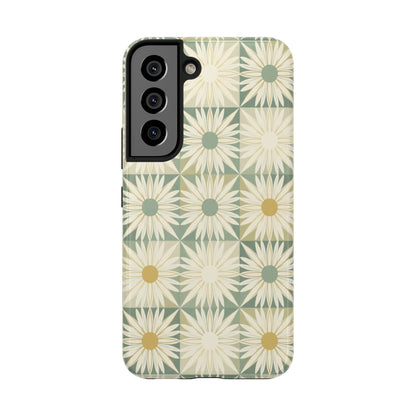 Retro Daisy Tough Phone Case — Vintage Floral Protective Cover for iPhone