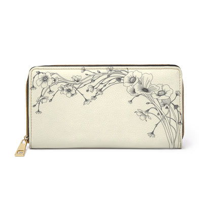 Floral Arch Zipper Wallet — Delicate Poppy & Blossom Design