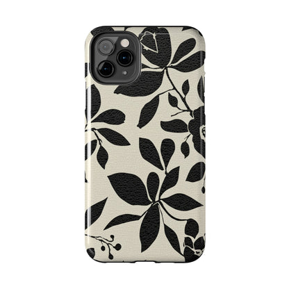 Tough Phone Case — Black Floral Silhouette Protective Cover