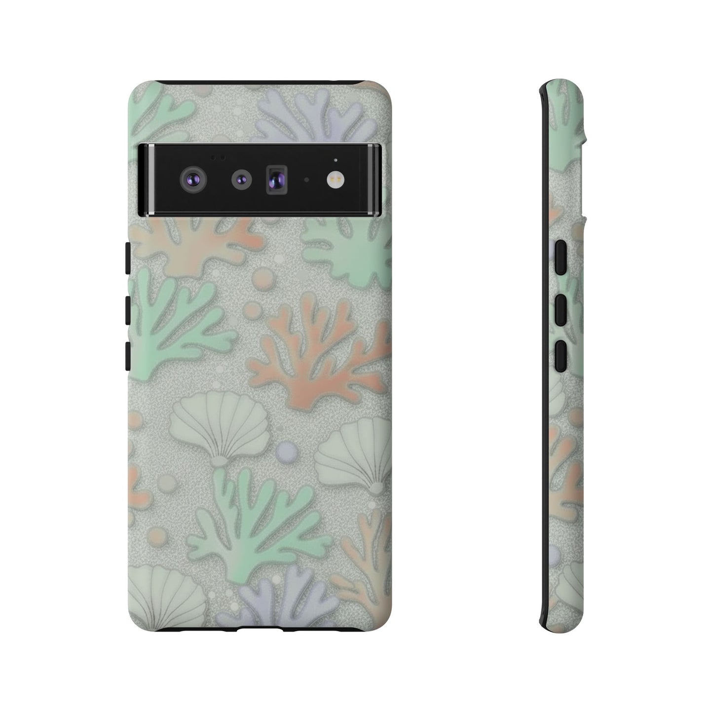 Pastel Coral Reef Tough Phone Case – Sea Shell & Coral Pattern Durable Protector