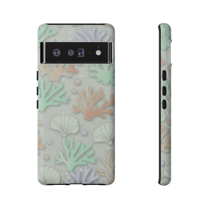 Pastel Coral Reef Tough Phone Case – Sea Shell & Coral Pattern Durable Protector