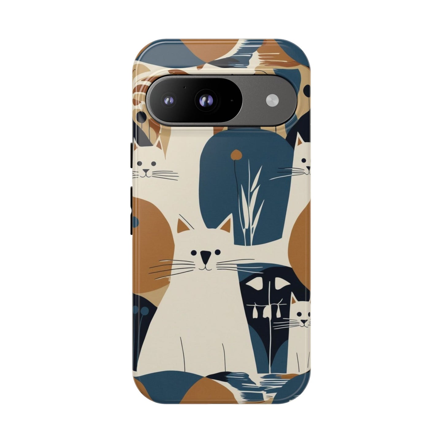 Cat Pattern Phone Case – Retro Abstract Cats Protective iPhone Cover