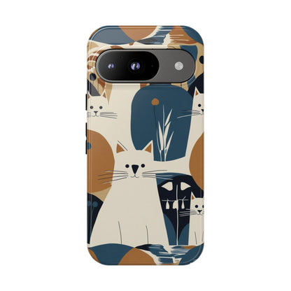 Cat Pattern Phone Case – Retro Abstract Cats Protective iPhone Cover
