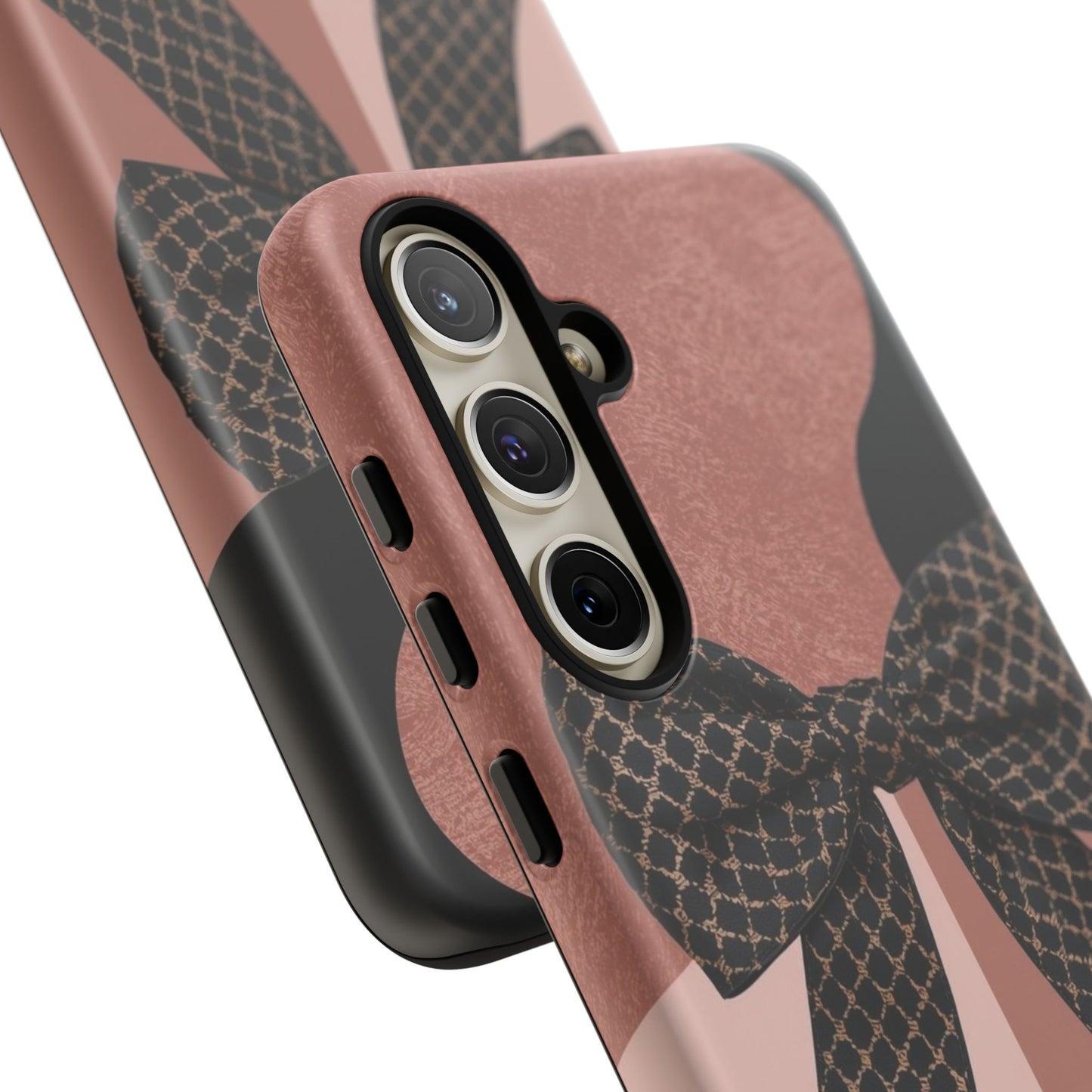Bow Stripe Tough Phone Case – Pink Mauve Protective Cover