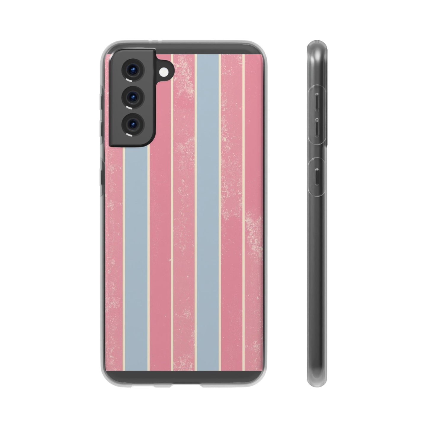 Striped Pink & Blue Phone Case — Retro Pastel Flexi Case